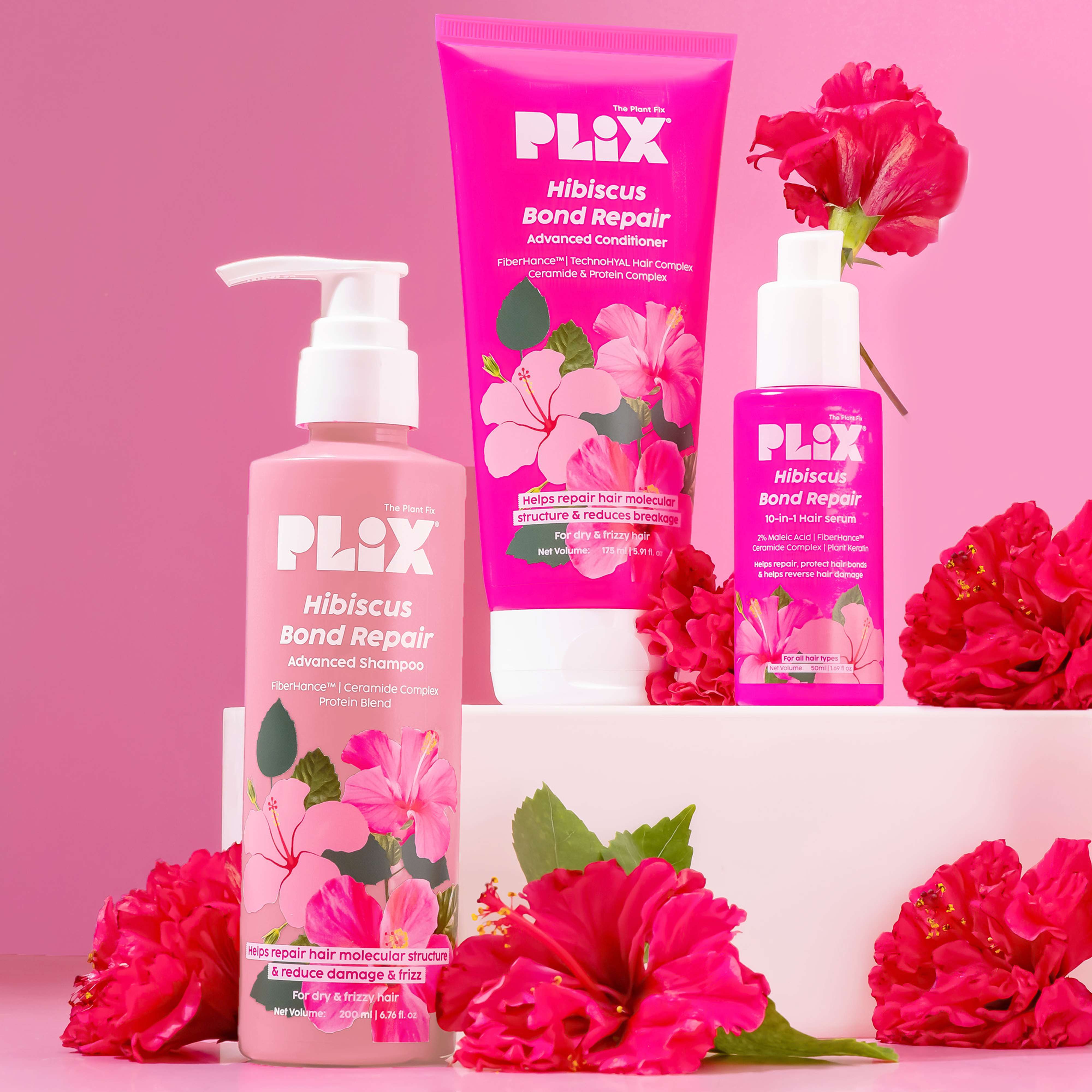 Hibiscus Bond Repair Combo with Shampoo, Conditioner & Serum