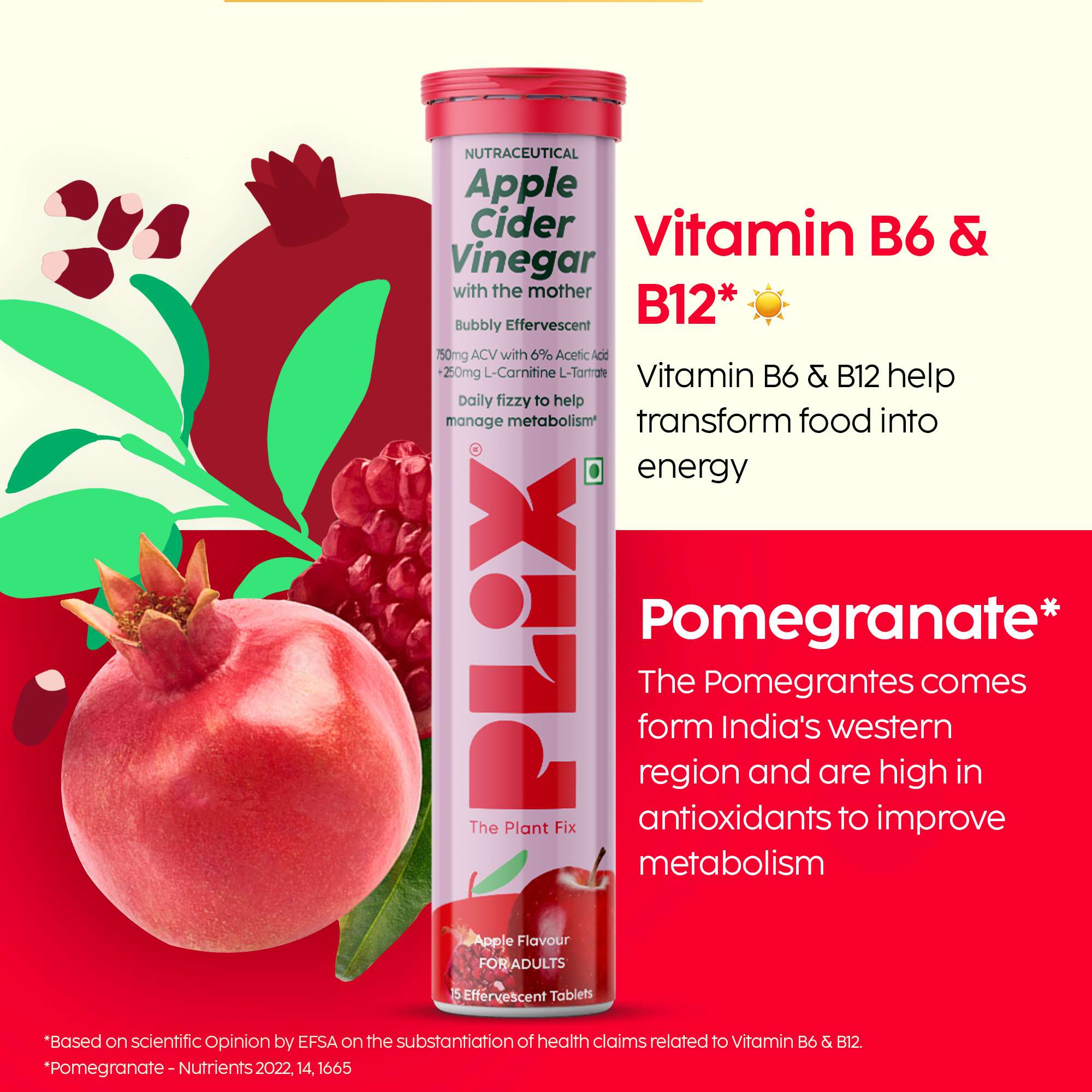 L-Carnitine Apple Cider Vinegar Effervescent: Helps turn fat into energy