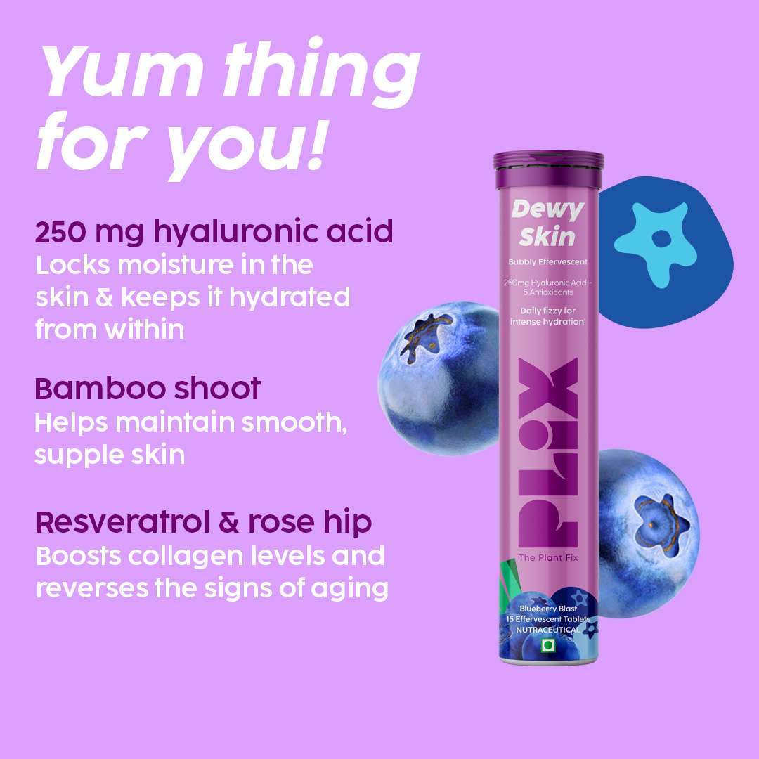 Get plix hyaluronic acid tablets for Skin Hydration and skin Glow.